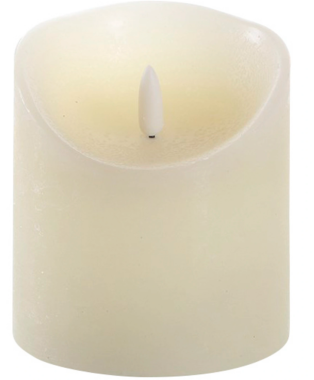 CASAYA LED Kerze, 3D Rustic FLAME, Ø 9 cm, creme, Timer, 10608